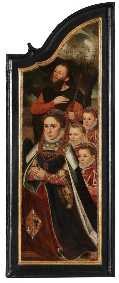 Pannello destro di Cristo sulla croce con la Vergine, San Giovanni e Maria Maddalena da Pieter Claeissens