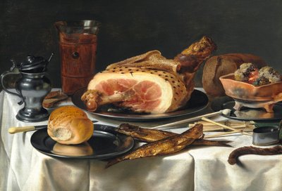 Natura morta con prosciutto, 1625 da Pieter Claesz