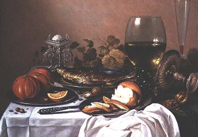 Natura morta con sgombro, zucca e pane da Pieter Claesz