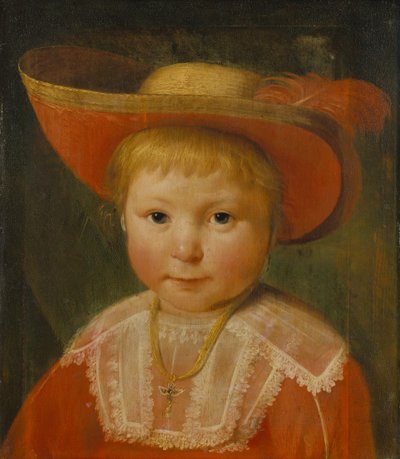 Ritratto di un bambino con cappello di paglia foderato di rosso, c.1635-40 da Pieter Claesz Soutman