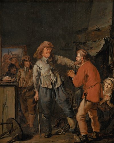 Soldati che irrompono nella casa di un contadino da Pieter Codde