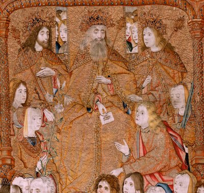 Arazzo fiammingo. Serie Trionfi della Madre o Paños de Oro. Dio invia l