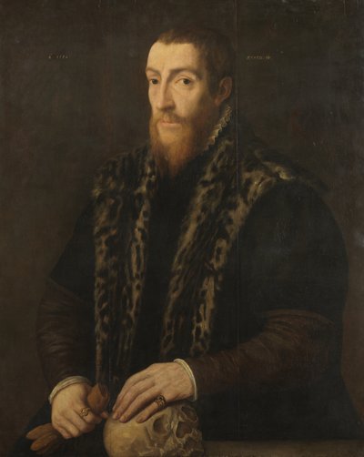 Ritratto di un uomo con un teschio, 1550 da Pieter Coecke van Aelst