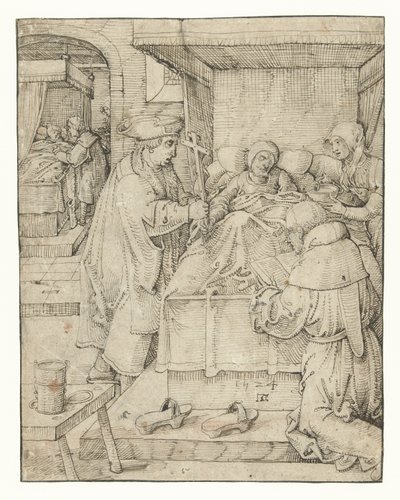 Cura dei malati, Opere di Misericordia (titolo della serie) da Pieter Cornelisz. genaamd Kunst