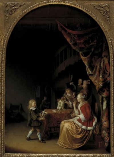 Scena da una casa olandese benestante da Pieter Cornelisz. van Slingelandt