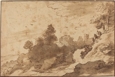 Paesaggio con ponte e rovine sullo sfondo da Pieter Dircksz Santvoort