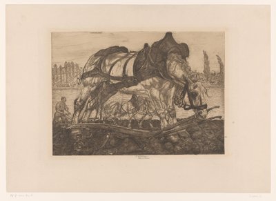 Cavallo da tiro sulle rive della Senna da Pieter Dupont (signed by artist)