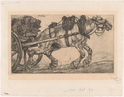 Cavallo da tiro davanti a un carro da Pieter Dupont (signed by artist)
