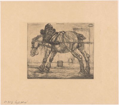 Cavallo da tiro con sacco di avena da Pieter Dupont