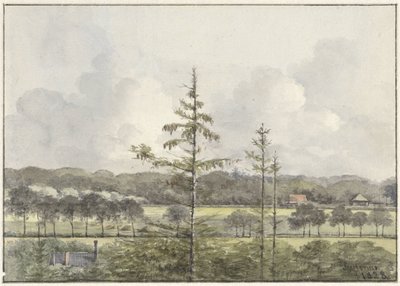 Vista di prati con fattorie da Pieter Ernst Hendrik Praetorius