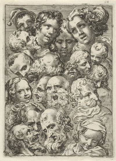 Foglio di studio con diciannove teste da Pieter Feddes van Harlingen