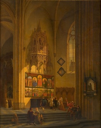 Albrecht Dürer davanti al Polittico di Gand da Pieter Frans De Noter
