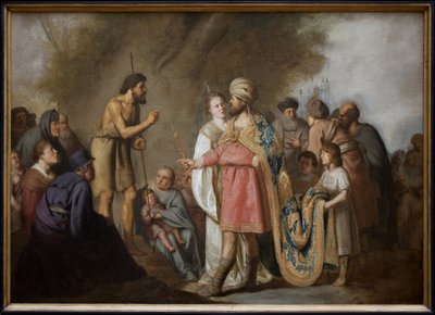 San Giovanni Battista che predica davanti a Erode. Dipinto di Pieter Fransz de Grebber (1600-1652), olio su tela da Pieter Fransz. de Grebber