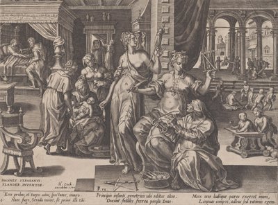 Nascita, dalla serie Il corso della vita umana, 1570 da Pieter Furnius