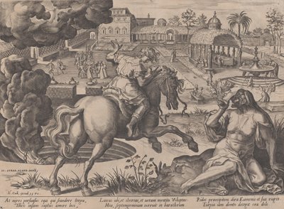 La tentazione del lusso, da Il corso della vita umana, 1570 da Pieter Furnius