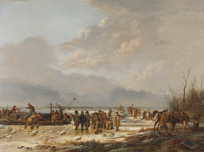 Rompere il ghiaccio sul Karnemelksloot, Naarden, gennaio 1814 da Pieter Gerardus van Os