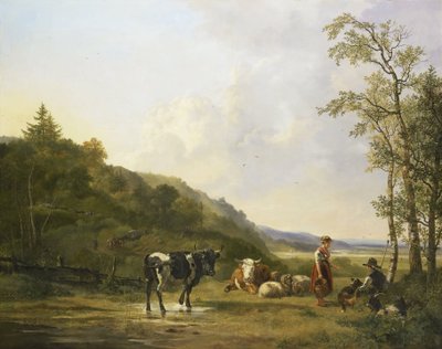 Paesaggio con pastori e bestiame da Pieter Gerardus van Os