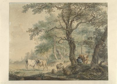 Paesaggio con due pastori con bestiame da Pieter Gerardus van Os