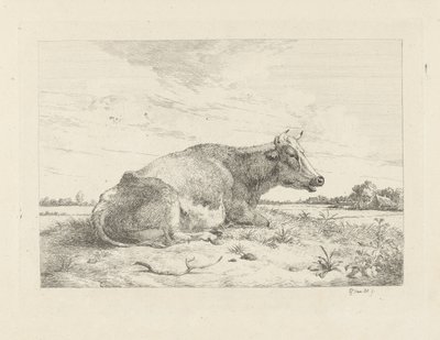 Mucca sdraiata con cardo da Pieter Gerardus van Os