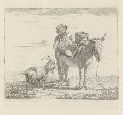 Uomo con un asino da soma e una capra da Pieter Gerardus van Os