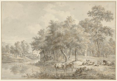 Paesaggio fluviale con bestiame da Pieter Gerardus van Os