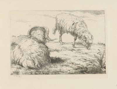 Due arieti nel prato da Pieter Gerardus van Os