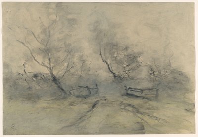 Bordo del bosco con una recinzione da Pieter H.J.J. Ras (signed by artist)