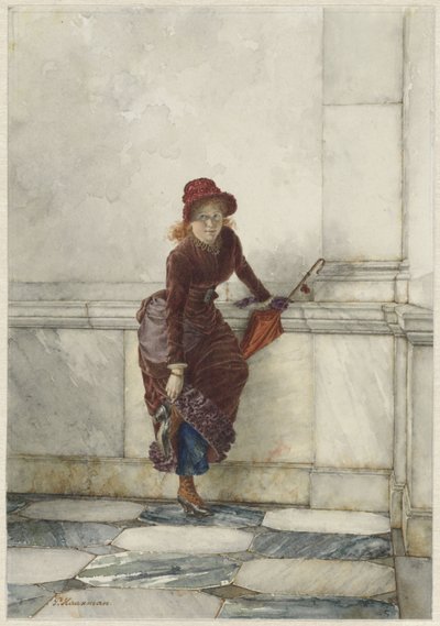 Giovane donna in piedi, appoggiata al muro da Pieter Haaxman