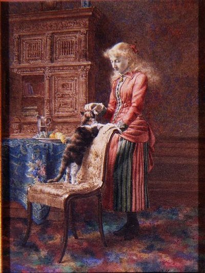 Ragazza con un gatto da Pieter Haaxman