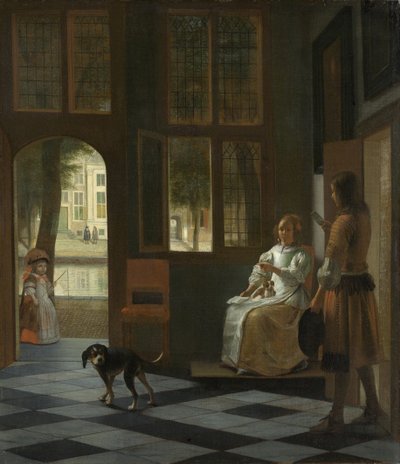 Una Donna che Dirige un Giovane con una Lettera da Pieter Hooch de