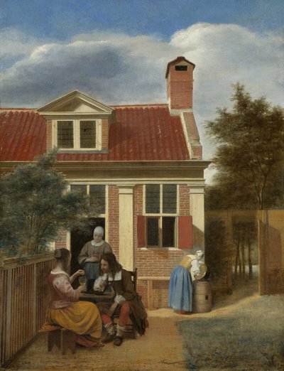 Una compagnia nel cortile dietro una casa, 1663-1665 da Pieter Hooch de
