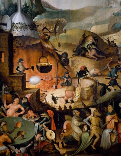 Inferno, dettaglio del Giudizio Universale, ca 1554, dipinto di Pieter Huys, olio su pannello da Pieter Huys