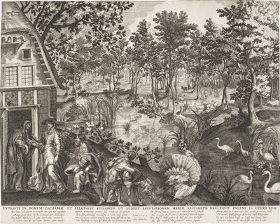 La Visitazione in un paesaggio boscoso da Pieter II de Jode