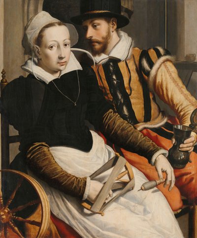 Uomo e donna alla ruota del filatoio da Pieter Pietersz the Elder