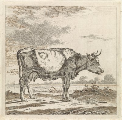 Paesaggio con mucca sulla riva da Pieter Janson