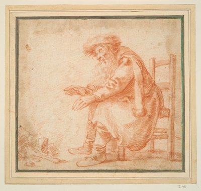 Vecchio che si scalda le mani al fuoco da Pieter Jansz. Quast