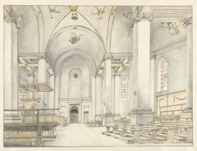 Vista della navata della Nieuwe Kerk, Haarlem, guardando a ovest da Pieter Jansz Saenredam