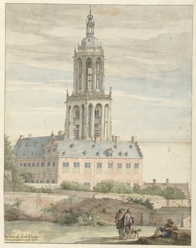 Vista del Palazzo di Federico V, Elettore Palatino, e della Chiesa di Santa Cunera, Rhenen da Pieter Jansz Saenredam