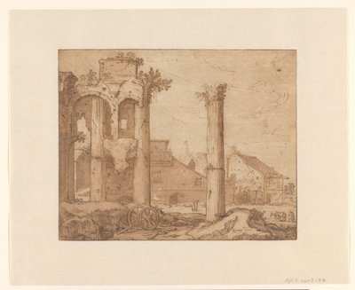 Il Foro di Nerva a Roma, visto dal Tempio di Minerva da Pieter Lastman