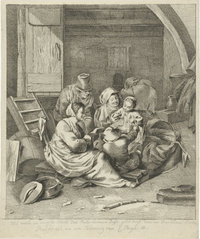 Interno con famiglia di contadini da Pieter Leonard Delfos