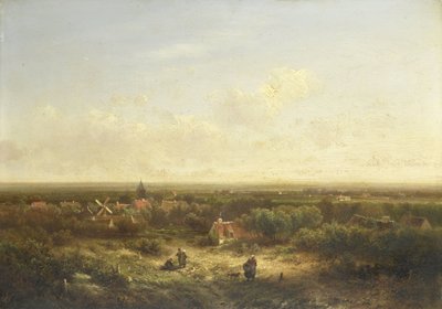 Vista lontana con un villaggio da Pieter Lodewijk Francisco Kluyver