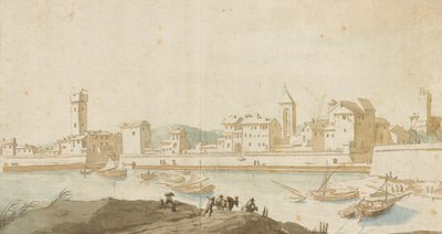 Vista di Civitavecchia con le mura del porto da Pieter Moninckx
