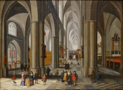 Interno di una cattedrale con figure, 1640-1660 da Pieter Neefs