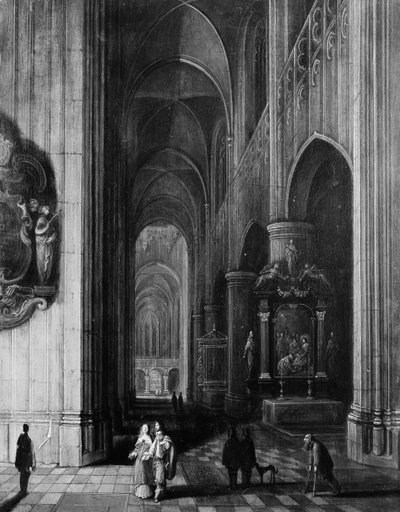 Interno di una chiesa gotica di notte da Pieter Neefs