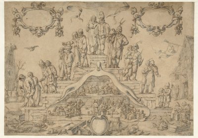 Scala della vecchiaia con contadini e contadine da Pieter Nolpe (attributed to)