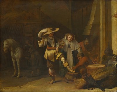 Un uomo e una donna in un cortile di stalla, anni 1630 da Pieter Quast