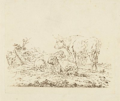 Prato con mucca e pecore da Pieter Roosing