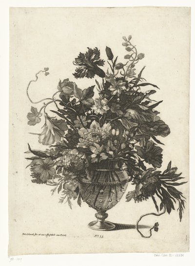 Vaso di vetro con fiori da Pieter Schenk (I)