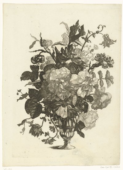 Vaso di vetro con fiori (Vasi con mazzi di fiori) da Pieter Schenk (I)
