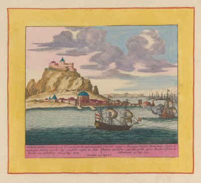 Conquista di Gibilterra da parte di una flotta anglo-olandese, 1704 da Pieter Schenk (I)